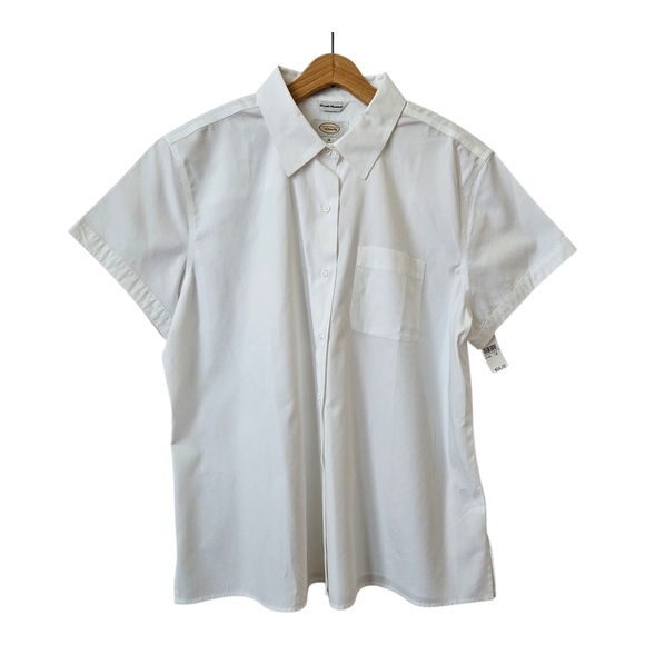 Talbots Wrinkle Resistant Button Up Blouse Womens 16 NWT Vtg White Short Sleeve - Picture 1 of 12